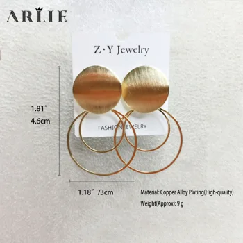 ARLIE 2020 Nové Trendy Kolo Drop Náušnice pre Ženy Vintage Geometrické Zlatá Farba Vyhlásenie Visieť Náušnice, Módne Party Šperky