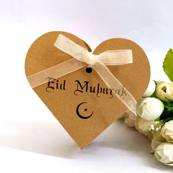 25pcs Láska Srdce Bonboniéra So Stuhou Šťastný Eid Mubarak Ramadánu Party Dekorácie DIY Darčekové Krabice 5 Farieb