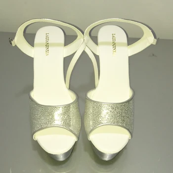 LAIJIANJINXIA Transparentné Topánky Platformu Sexy Tanečné Topánky 14 CM Vysoké Podpätky Sandále, Nočný Klub Žien Pól Tanečné Topánky M-019
