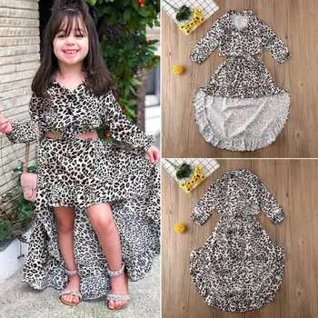 Móda Dieťa Dieťa Dievča Oblečenie Plodín Top Nepravidelný Prehrabať Šaty Leopard Oblečenie Nastaviť 2020 Najnovšie Módne Oblečenie Pre Deti