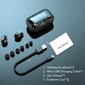Losfick Bezdrôtový Headset S LED Slúchadlá Bezdrôtová Vodotesné Slúchadlá Touch Ovládania Potlačením Hluku