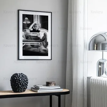 Brigitte Bardot Retro Wall Art Štetcom Čierne a Biele Maľby Nordic Moderné Plagáty a Výtlačkov Tlač Obrázkov Domova Spálne