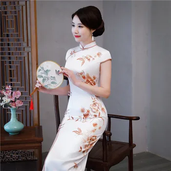 2018 Čínske Dlhé Cheongsam Nevesta Svadobné Qipao Fishtail Qipao Šaty pre Strany modrá Čínske Tradičné Šaty Večerné Šaty