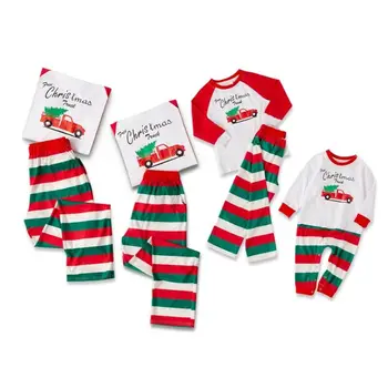 2020 Rodinu Vianočné Pyžamo VIANOCE List Tlač Dospelé Ženy, Dieťa, Rodina Zodpovedajúce Oblečenie s Dlhým Rukávom Vianočné Pyžamo Nastaviť Rodina