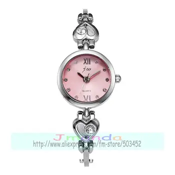 100ks/veľa jw-8344 eleganciu farba dial srdce dizajn lady náramok hodiniek zábal quartz mini pás bežné náramkové hodinky veľkoobchod hodiny