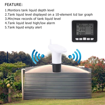 Nové Bezdrôtové Ultrazvukové Nádrž Na Vodu Úrovni Monitor Multifunkčné Vodná Nádrž Kvapaliny Hĺbka Hladiny Snímač W/ Zobrazenie Teploty