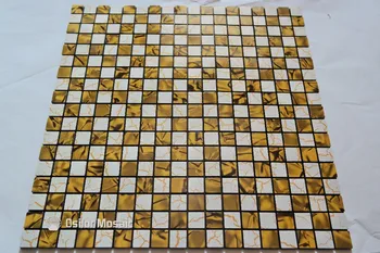 Zlata a bieleho kovu mozaiky hliníkové plastové dosky obkladačky pre kuchyňa backsplash dekorácie, obklady 2 štvorcových metrov za veľa