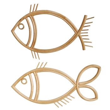 Ratanový Inovatívne Umenie Dekorácie Ryby Tvar Make-Up Zrkadlo, Toaletný Stene Visí