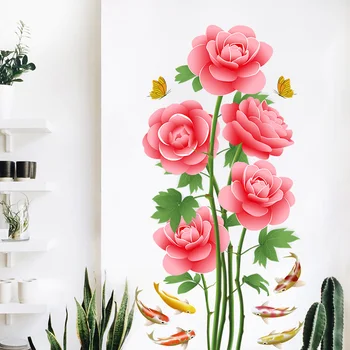 Romantické Ruže 3D Samolepky na Stenu Kvety, Obývacia Izba, Spálňa Decor Kuchyňa Flower Shop Umenie Obtlačky Tapety Miestnosti Dekorácie