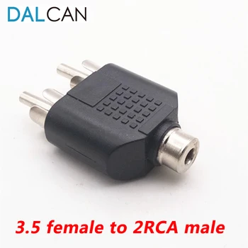 DALCAN 1pcs/veľa Audio frekvenčný menič hlavu 3.5 žena dvakrát lotus muž 3.5 žena na 2RCA samec konektor