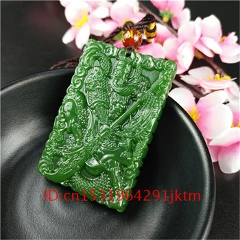 Jade Mužov Amulet Módy Zelené Šperky Jadeite Náhrdelník Guanyu Ženy Prírodného Čínskeho Kúzlo na Strane Prívesok Vyrezávané Dary