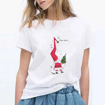 Nový Ženy šťastné a Veselé Vianoce, Santa Claus T-shirts Harajuku Plus Veľkosť Grafické T Košele Ženy Nadrozmerná Telocvični Punk Ženy Košele