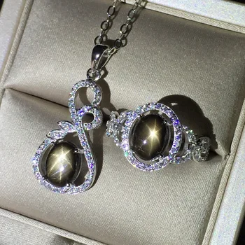 KJJEAXCMY Jemné šperky, 925 Sterling Silver Vložkou Prírodné Sapphire Ženy Náhrdelník Nastaviť