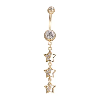 Nové Módne Crystal Pentagram Nehrdzavejúcej Ocele Brucho Tlačidlo Krúžok Sladké Piercing Pupka Piercing Body Šperky Príslušenstvo