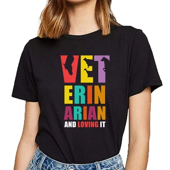 Topy T Shirt Ženy veterinárny lekár a milujúci to veterinárnej Humor Bielej Tlače Žena Tričko