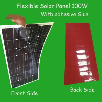 Solárny panel 100W 12V s Obojstranná Lepiaca Páska Na Zadnej Strane Flexibilný Solárny Panel 100w Jednoduchšie na Inštaláciu