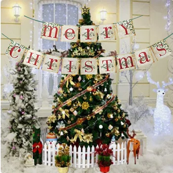 Veselé Vianoce Banner - Vintage Vianočné Dekorácie, Interiérové pre Domáce Kancelárie Strany Krb Plášť