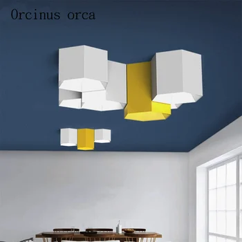Severské minimalistický modernej geometrie šesť uhol stropné svetlá obývacia izba, spálňa LED Macarons candy farebné stropné svetlá