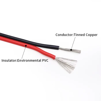 UL2468 26AWG 2pin Drôt 0,15 mm PVC Izoláciou Predĺžiť Kábel Pocínované Medené Elektrické Cable Car Audio LED DIY Konektor Black Red White