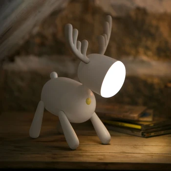 Cartoon Elk Dizajn LED stolná Lampa Novinka USB Nabíjateľné Silikónové Nočné Svetlo Spanie Svetlo Spálňa Nočný Stolík Lampa