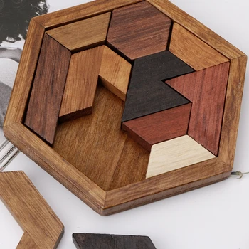 3D Čínsky Drevené Puzzle Hra Chexagon Model Mozgu Teaser Puzzle Stavebné Bloky