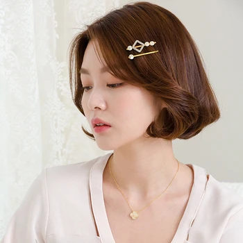 CHIMERA 2ks/set Elegantné Vlásenky pre Ženy Crystal Pearl Geometrické Bobby Pin Vintage kórejský Vlasy Klip Lady pokrývku hlavy Príslušenstvo