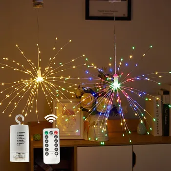 Nový Festival Visí Starburst String Svetlá 120-200 Led DIY Ohňostroj Víla Garland Vianočné Osvetlenie Vonkajšie Ligotať Svetlo