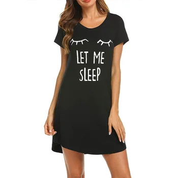 Dámske Sleepwear Roztomilý Spánku Tričko Vytlačené Noc Šaty Krátke Rukáv Odev BMF88