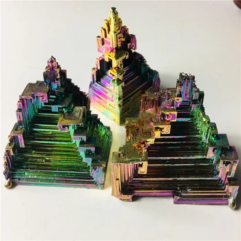 120g prírodný pyramídy tvoria farebné pozlátené kameň, prírodný krištáľ minerálne vzor reiqi uzdravenie Drop shipping