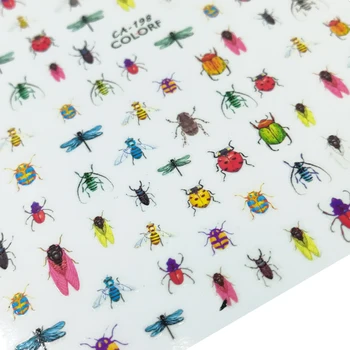 1 List Výšivky Včely na Nechty, Nálepky Hmyzu Série 3D Nálepky Dragonfly Vzor na Nechty, Nálepky, Manikúru, Nail Art, Ozdoby