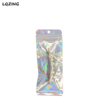 30Pc 6x15cm Dlho Holografické Zip Lock Taška Priehľadné Laser Hliníkovej Fólie Ploché Ziplock Plastové Tašky, Tašky na Šperky Kozmetické