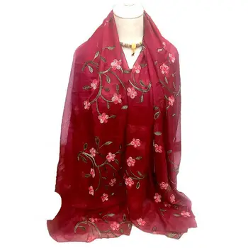 10pcs/veľa žien šifón hodvábna šatka flowerembroidery šatky šály, dlhé tenké šatka pre hidžáb lete šály, vedúci zábal