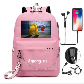 Among us Teenage Girls Boys Backpack Students School Bags Pattern Children's Schoolbag Mochilas Usb Charging Bookbag