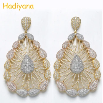 Hadiyana Bling AAA Cubic Zirconia Medi Luxusné Strany Náušnice Ženy Zapojenie Svadobné Módne Náušnice Šperky Príslušenstvo EH924