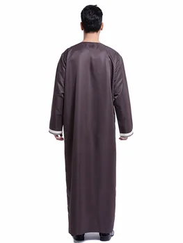 Moslimské Islamské Oblečenie Mužov Jubba Thobe Vrecku O Krk Kimono Dlhé Šaty, Saudská Musulman Nosenie Abaya Kaftane Islam Dubaj Arabských Šaty