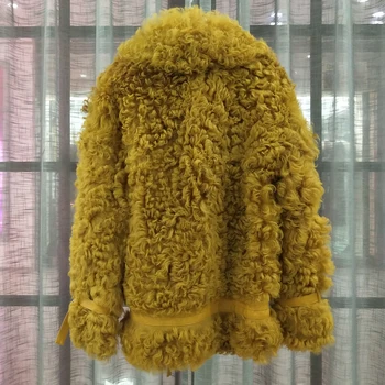 Módne luxusné Toskánsko vlna kožušinový kabát zimný ženy 2019 originálne kožené bundy reálne ovčie kožušiny kabát hrubé teplé oblečenie festival