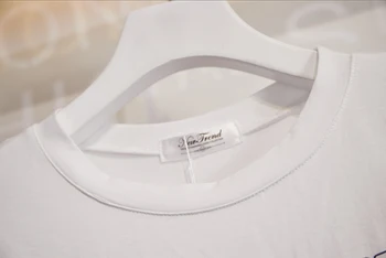 2020 Letné Nový Kórejský Tlač-Krátke Rukávy Bavlna Kolo Krku T-Shirt Top + Vysoký Pás Sukne Módne Bežné Dvoch-Dielny Oblek