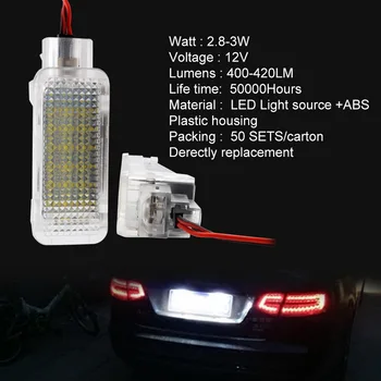 Safego 2 ks 3W LED špz Svetlo 18 SMD 2835 Auto Auto Batožiny Zdvorilosť Rukavice Box Lampa Vodotesný Pre Audi A2 A3 A4 A5 A6