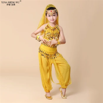 Deti Kostýmy Brušného Tanca Nastaviť Orientálnych Tanečných Kostýmov 2/8pcs Brušného Tanca Handričkou Nosenie Egyptský Indický Bollywood Deti Bellydance