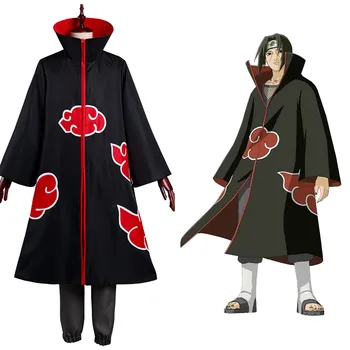 Naruto Akatsuki Uchiha Itachi Cosplay Kostým, Šaty, Kabát + Tričko + Nohavice Celý Set Oblečenia Halloween Karneval Oblek
