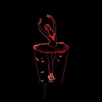 3D Ilúziu Lampa Balet Girl Tanec LED USB 3D Nočné Svetlo 7 Farieb Blikajúce Novinka LED stolná lampa, ako Deti Nočné Ozdoby