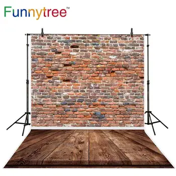 Funnytree pozadia pre fotografovanie studio vintage staré tehlové steny drevenej podlahe profesionálne pozadie photocall photobooth