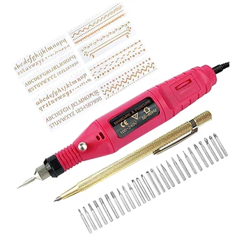 Elektrické Micro-Rytec Pen Mini Diy Rytie Tool Kit Pre Kovové Gl Keramické Plastu Dreva Šperky S Scriber Etcher 30 Bitov