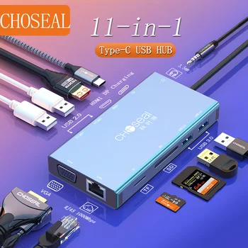 Choseal USB C Hub 11 v 1 USB napájací Adaptér s Ethernet 4K USB C, HDMI Pre Mac Pro Galaxy s rezacím zariadením S10 USB-C Prevodník s Thunderbolt