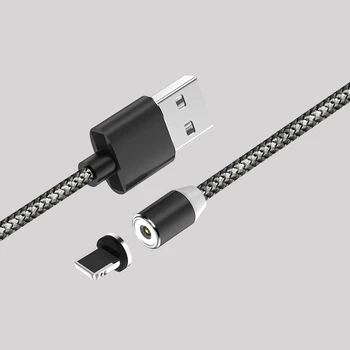 3 v 1 2.4 A Cirular USB rozhranie Magnet Nylon Pletená Kábla telefónu nabíjací kábel pre iPhone, 8-Pin/Micro USB/Typ-C, USB kábel