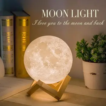 15 cm USB Nabíjateľné 3D Tlače LED Mesiac Lampa 3 Farby Dotyk Stmievateľné Nočné Svetlo luny Domáce Dekorácie Darček k Narodeninám