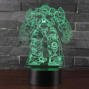 Robot iron man téma 3D Lampa LED nočné svetlo 7 Farieb Zmeniť Dotyk Náladu Lampa Vianočný darček Dropshippping