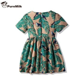 PureMilk Letné Deti Oblečenie Zelené Šaty, Krátky Rukáv Šaty, Krátky Rukáv Oblečenie
