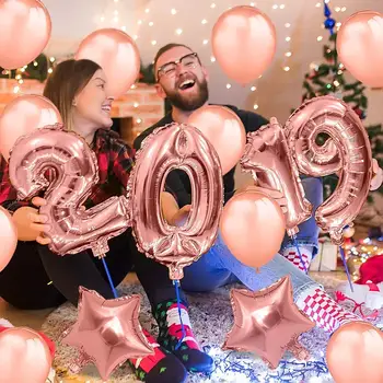 2019 Šťastný Nový Rok Dekor Číslo Fóliový Balón Štúdia Mylar Balóny Rose Gold Latexové Balóny Výročia Predvečer Festivalu