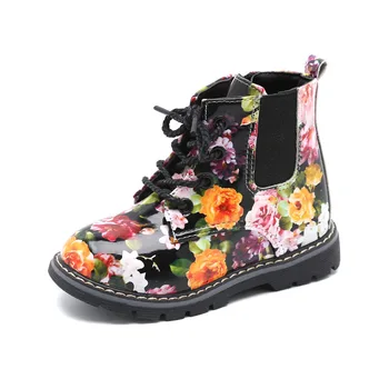 2019 dievčatá topánky na jeseň a v zime PU topánky na zips topánky Roman kvety detí dievčatá dokázať D 
